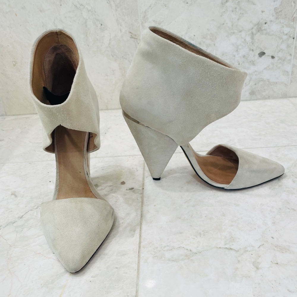 IRO {38} Booties Cream Suede Heel Pointed Toe